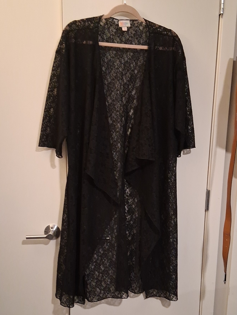 LuLaRoe Black Lace Kimono Robe